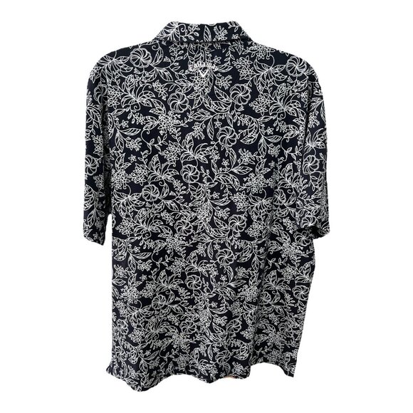 Callaway Men’s 3L Black Quick-Dry Golf Shirt Floral Print Cotton Blend - Picture 3 of 8